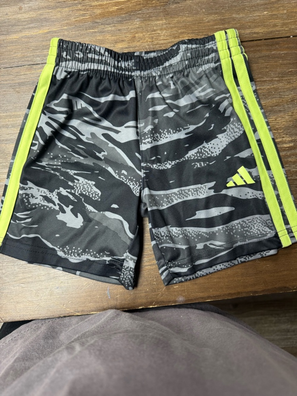 adidas Black & Neon Green Camo Athletic Shorts